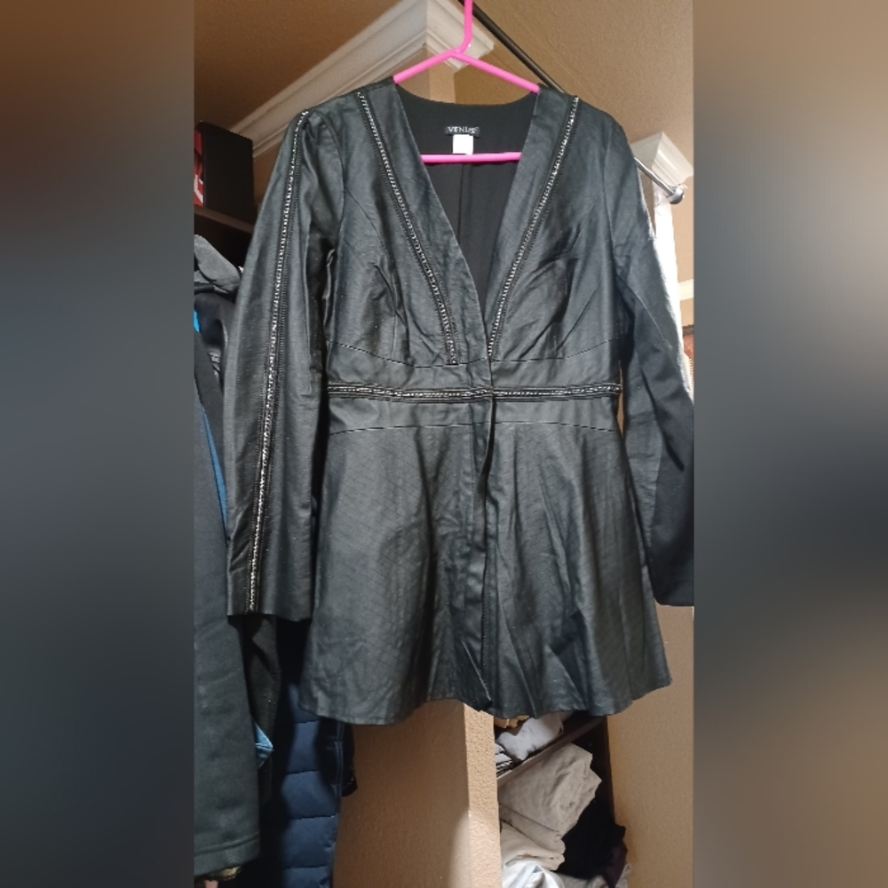 INC International Concepts Black Embellished Blazer